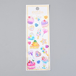 Food Epoxy Resin Sticker, for Scrapbooking, Travel Diary Craft, Cake Pattern, 0.9~3.5x1~2.85cm