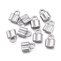 Нержавеющая Сталь Цвет Устойчивые к потускнению 304 подвески из нержавеющей стали, замок навесной, цвет нержавеющей стали, 12x8x3 мм, отверстие : 3.3x3 мм