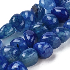 Королевский синий Природный агат бисер нитей, упавший камень, окрашенная и подогревом, самородки, королевский синий, 8~16x9~13x9~12 мм, отверстие : 1.4 мм, около 36~42 шт / нитка, 14.96 дюйм (38 см)