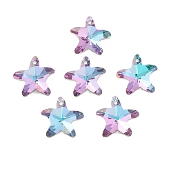 Сливовый Подвески гальванизируйте стекла, с покрытием на задной стороне, граненые, прелести морская звезда, слива, 19.5x20.5x9 мм, отверстие : 1.4 мм