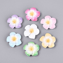 (52) Непрозрачная лаванда Кабошоны из непрозрачной смолы в виде цветка плюмерии, разноцветные, 29~30x29~30x7~8 мм