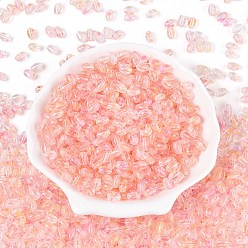 Легкий Лосось Прозрачные стеклянные бусины для выпечки, рис, светлый померанцевый, 7x4~4.5 мм, отверстие : 1 мм, Около 2812 шт / фунт
