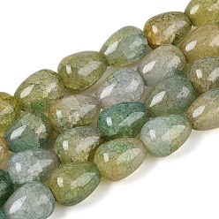 Средний Морско-зеленый Выпечки нарисованные потрескивание стеклянные бусины пряди, слеза, средний морской зеленый, 13~13.5x9.5~10 мм, отверстие : 1.2~1.4 мм, около 54~60 шт / нитка, 28.35~30.71 дюйм (72~78 см)