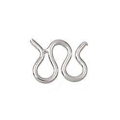 Platinum Brass M-Hook Clasps, Rack Plating, Platinum, 6x7.5x0.8mm