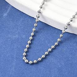 Нержавеющая Сталь Цвет Устойчивые к потускнению классические простые 304 ожерелья из нержавеющей стали с шариковой цепочкой для мужчин и женщин, цвет нержавеющей стали, 23.6 дюйм (59.9 см), 2.4 мм