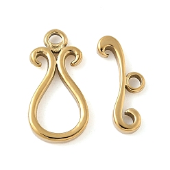 Настоящее золото 18K 304 из нержавеющей стали застежками тумблеры, ионное покрытие (ip), слеза, реальный 18 k позолоченный, кольцо: 19x10x2 мм; бар: 16.5x6.5x2 мм