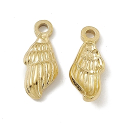Real 18K Gold Plated PVD Vacuum Plating 201 Stainless Steel Pendants, Conch Charm, Real 18K Gold Plated, 18x7.5x3.5mm, Hole: 1.8mm