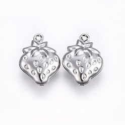Edelstahl Farbe Anlaufgeschützt 304 Charms aus Edelstahl, Erdbeere, Edelstahl Farbe, 15x11x4 mm, Bohrung: 1 mm
