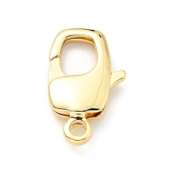 Настоящее золото 18K Карабин-лобстеры, латунные, без кадмия и без свинца, овальные, реальный 18 k позолоченный, 20x12x4 мм, отверстие : 2 мм