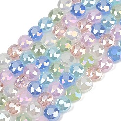 (52) Непрозрачная лаванда Стеклянные бусины с гальваническим покрытием , рондель, граненые, разноцветные, 7.5~8x5~5.5 мм, отверстие : 1.4~1.5 мм, около 54~56 шт / нитка, 15.67~16.14'' (39.8~41 см)