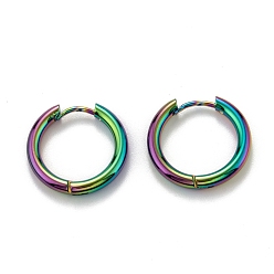 Rainbow Color 304 Stahl huggie Creolen Edelstahl, dicke Creolen, Ring, Regenbogen-Farb, 10 Messgerät, 18x19x2.5 mm