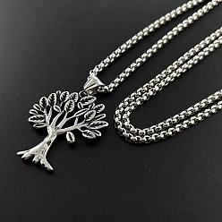 Нержавеющая Сталь Цвет Винтажный панк-стиль яблоня дерево желаний хип-хоп кулон ожерелья из нержавеющей стали, цвет нержавеющей стали