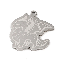 Stainless Steel Color Non-Tarnish 201 Stainless Steel Pendants, Pterosaur Charm, Stainless Steel Color, 21.5x22x1.5mm, Hole: 1mm