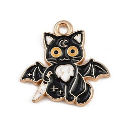 Bat Подвески из сплава хэллоуина с эмалью, летучая мышь, 20x20x1.5 мм, отверстие : 1.8 мм