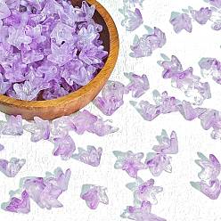 Лиловый Прозрачные колпачки для бусин в стиле лэмпворк, цветок, сирень, 12x10 мм