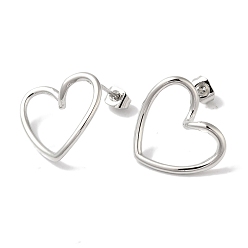 Нержавеющая Сталь Цвет Не тускнеющие 304 серьги-гвоздики из нержавеющей стали для женщин, полые сердца, цвет нержавеющей стали, 16x18 мм