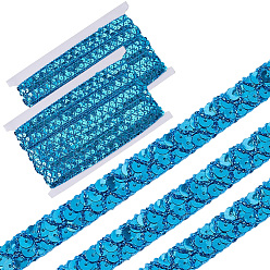 Темно-Голубой 2 шт. пластиковые и полиэстеровые бусины-пайетки, блестки бисер, Аксессуары для орнаментов, 2 рядов рулет с пайеткой, плоско-круглые, глубокое синее небо, 15 мм, 2 шт / комплект