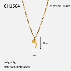 Настоящее золото 18K 304 подвески из нержавеющей стали с арабскими буквами, реальный 18 k позолоченный, 15.55 дюйм (39.5 см), Кулон : 16x7 мм
