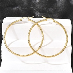 Золотой Серьги из 201 нержавеющей стали, с 304 штифтов из нержавеющей стали, вакуумное покрытие pvd, золотые, 43x2 мм