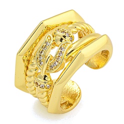 Настоящее золото 18K Кольца-манжеты из латуни с микропаве из кубического циркония для женщин, без кадмия и без свинца, долговечный, реальный 18 k позолоченный, 15 мм, внутренний диаметр: 17 мм