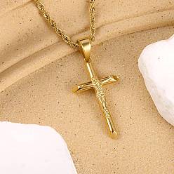 Золотой Крест Иисуса 304 ожерелья с подвесками из нержавеющей стали, золотые, 19.69 дюйм (50 см)