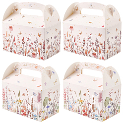 Couleur Mélangete 12 pièces 2 styles boîtes à bonbons portables en papier imprimé floral, rectangle, couleur mixte, 25.9x25.5x0.1 cm, produit fini: 16x9.5x16.5 cm, 6 pcs / style