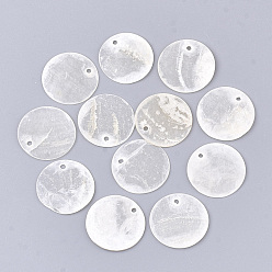 Белый Дым Подвески capiz, плоско-круглые, серый, 17~18x0.5~1.5 мм, отверстие : 1.2~1.4 мм