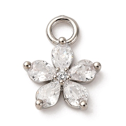 Платина Латунные микро проложить кубического циркония подвески, , стойки покрытие, долговечный, без кадмия и без свинца, платина, 14x11x3 мм, отверстие : 2.5 мм