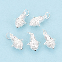 Серебро 925 Подвески в виде кукурузных початков из стерлингового серебра, полый, серебряные, 14.5x10x6 мм, Перейти кольцо: 5x0.5 мм, внутренний диаметр: 4 мм