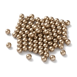 Светло-коричневый Пластиковые жемчужные бисера, круглые, загар, 6x5.5 мм, отверстие : 1.4 мм
