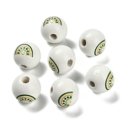 Радуга Серия ко дню святого патрика печатные деревянные европейские бусины схима, радуга, 15.5~16x15 мм, отверстие : 4 мм