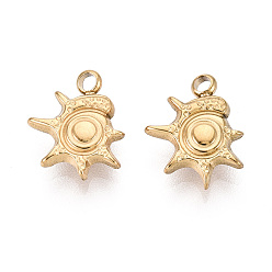 Настоящее золото 18K 304 прелести нержавеющей стали, ионное покрытие (ip), очарование раковины, реальный 18 k позолоченный, 13x10.5x3.5 мм, отверстие : 1.8 мм