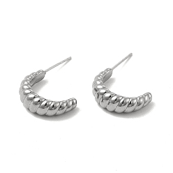 Stainless Steel Color Non-Tarnish 304 Stainless Steel Stud Earing, Crescent Moon, Stainless Steel Color, 17.5x6x13mm, Pin: 0.8mm