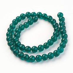 Teal Handmade Gold Sand Lampwork Beads Strands, Round, Teal, 8~8.5mm, Hole: 1.2mm, about 50pcs/strand, 14.96 inch~15.71 inch(38~38.5cm)