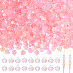 Pink 2000шт. подвески из смолы с УФ-покрытием, радужный, формы раковины, розовые, 14x12.5x0.5~1 мм, отверстие : 1 мм