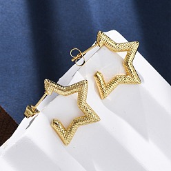 Звезда 304 серьги-гвоздики из нержавеющей стали для женщин, ионное покрытие (ip), реальный 18 k позолоченный, звезда, 23.5x19.5x3 мм