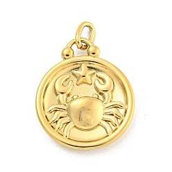 Cancer 304 Stainless Steel Pendants Rhinestone Settings, Round with Constellations, Cancer, 20.5x17x3.5mm, Hole: 3.5x2mm, Fit for 0.9mm Rhinestone