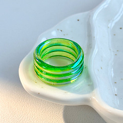 Морско-зеленый Пластиковые кольца для женщин, полоса, цвета морской волны, внутренний диаметр: 18 мм