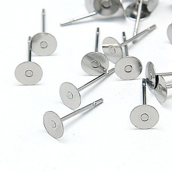 Stainless Steel Color 304 Stainless Steel Stud Earring Findings, Stainless Steel Color, 12x5mm, Pin: 0.7mm