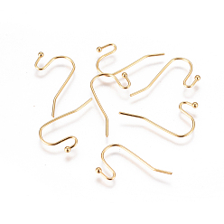 Golden 304 Stainless Steel Earring Hooks, Golden, 20x12x1.8mm, 22 Gauge, Pin: 0.6mm