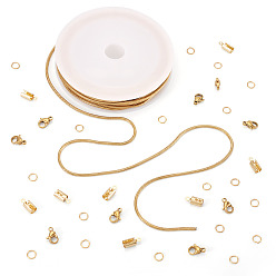 Золотой Наборы для изготовления браслетов своими руками, включая пустые катушки из полипропилена (ПП), 304 Цепочки из нержавеющей стали, складные обжимные наконечники, застежки и соединительные кольца, золотые, 1.5 мм