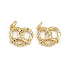 Настоящее золото 18K Латунные микро проложить кубического циркония подвески, крендельки-очарования, с целью перехода в кольце, стойки покрытие, долговечный, без свинца и без кадмия, реальный 18 k позолоченный, 13x14x3 мм, отверстие : 3.5 мм