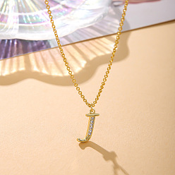 Letter J Модные латунные микропаве прозрачные кубические цирконии начальные подвески ожерелья для женщин, реальный 14 k позолоченный, буква J, 16.54 дюйм (42 см)