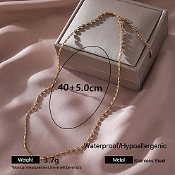 Golden 304 Stainless Steel Column Link Chain Necklaces for Women, Golden, 15.75 inch(40cm)