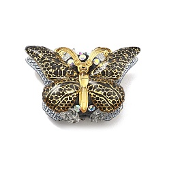 Черный Бусины со стразами, полимерная глина , бабочка акриловые двухсторонние декоративные бусины, для ювелирных изделий diy, брелки и ручки с бусинами, чёрные, 26x38x17 мм, отверстие : 1.8 мм