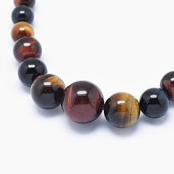 Tiger Eye Natural Tiger Eye Graduated Beads Necklaces and Bracelets Jewelry Sets, with Brass Lobster Claw Clasps, 17.5 inch(44.5cm), 2 inch(5cm)