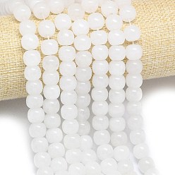 Белый Натуральный Malaysia нефритовые бусы пряди, баррель, белые, 9.5~10x8.5 мм, отверстие : 1 мм, около 37~38 шт / нитка, 14.57''~14.96'' (37~38 см)