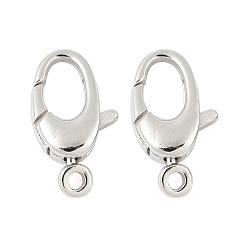 Платина 925 стерлингового серебра застежкой омар коготь, овальные, платина, 14x8x3.5 мм, отверстие : 1.5 мм