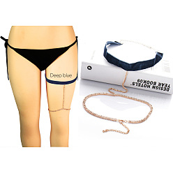 Прусский Синий Сплав горный хрусталь цепь на бедро для женщин девочек, бархатное кольцо для ног, золотые, берлинская лазурь, 380 мм