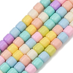 (52) Непрозрачная лаванда Выпечки нарисованных стеклянных бусин прядей, баррель, разноцветные, 6~7x6~7 мм, отверстие : 2 мм, около 64~65 шт / нитка, 15.55''~15.75'' (39.5~40 см)